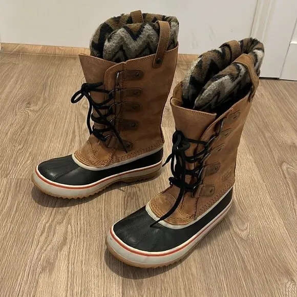 Sorel Womens Joan Of Arctic Suede Chevron Knit II Waterproof Boots Womens Size 7