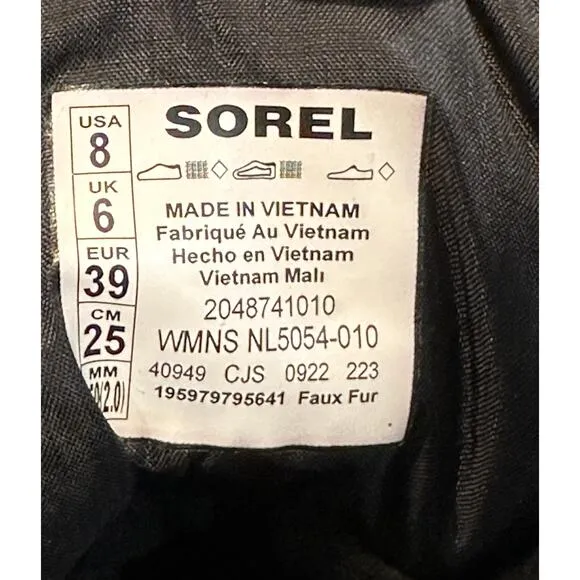 Sorel Women's Ona RMX Waterproof Puffy Strap Bootie Black White Size 8 NWOB