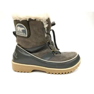 Sorel Women’s Tivoli II Boots Gray Suede Waterproof Faux Fur Lined Size 9.5