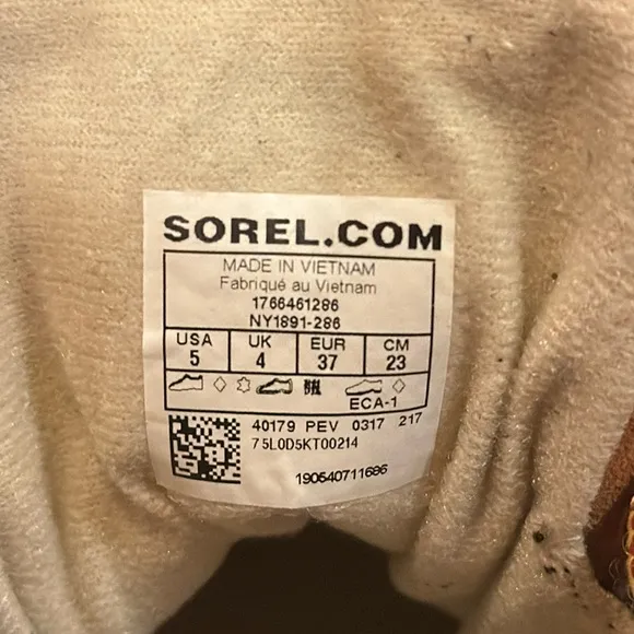 SOREL Youth Cheyanne II LTR Elk Black Waterproof Lace Up Boots 5 Box EXCELLENT