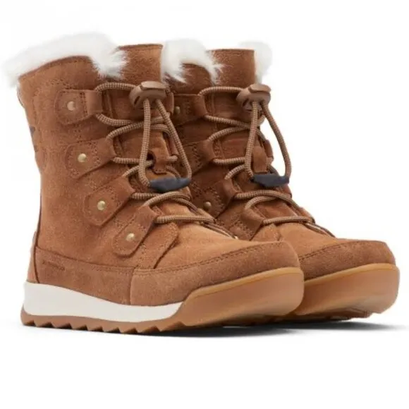 SOREL Youth Whitney Joan Lace Brown Suede‎ Waterproof Boots Size 1 NEW