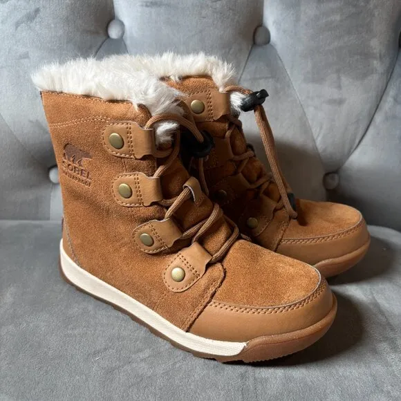 SOREL Youth Whitney Joan Lace Brown Suede‎ Waterproof Boots Size 1 NEW