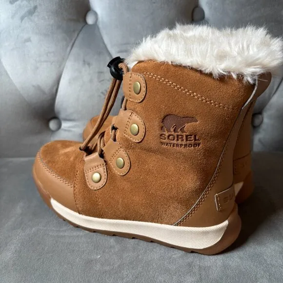 SOREL Youth Whitney Joan Lace Brown Suede‎ Waterproof Boots Size 1 NEW