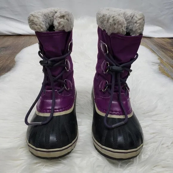 SOREL Kids' Yoot Pac Waterproof Boots Nylon Canvas In Purple Winter Snow Size 3