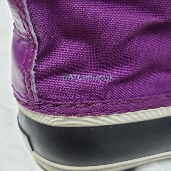 SOREL Kids' Yoot Pac Waterproof Boots Nylon Canvas In Purple Winter Snow Size 3