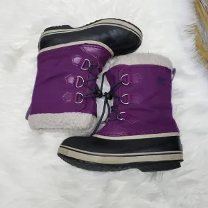 SOREL Kids' Yoot Pac Waterproof Boots Nylon Canvas In Purple Winter Snow Size 3