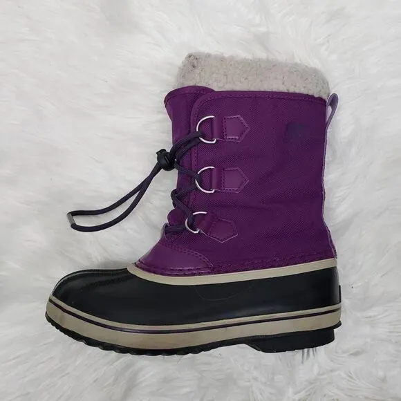 SOREL Kids' Yoot Pac Waterproof Boots Nylon Canvas In Purple Winter Snow Size 3