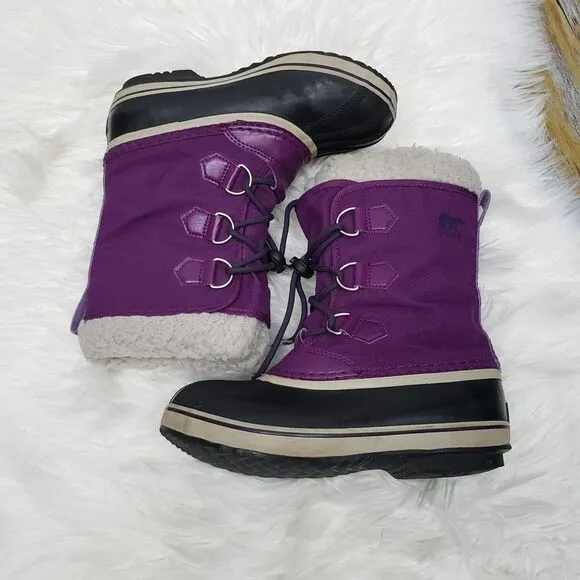 SOREL Kids' Yoot Pac Waterproof Boots Nylon Canvas In Purple Winter Snow Size 3