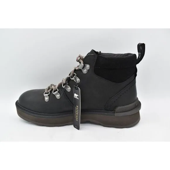 Sorel Womens Size 8.5 Hi Line Hiker Jet Black Waterproof Leather Lace Up Boots