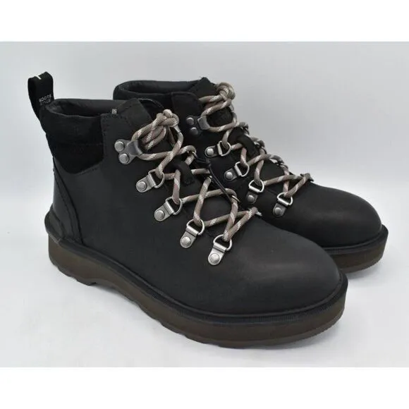 Sorel Womens Size 8.5 Hi Line Hiker Jet Black Waterproof Leather Lace Up Boots