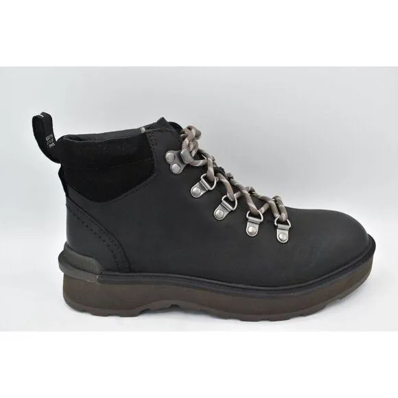 Sorel Womens Size 8.5 Hi Line Hiker Jet Black Waterproof Leather Lace Up Boots