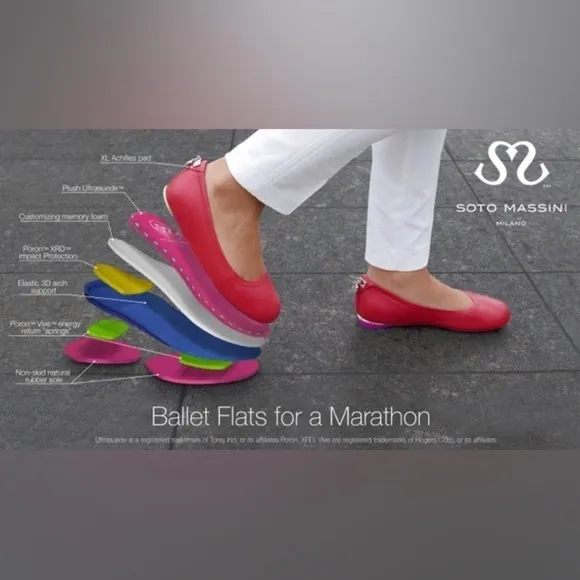 Soto Massini Milano luxuriously handcrafted w high-tech orthotic Ballet Flats W7
