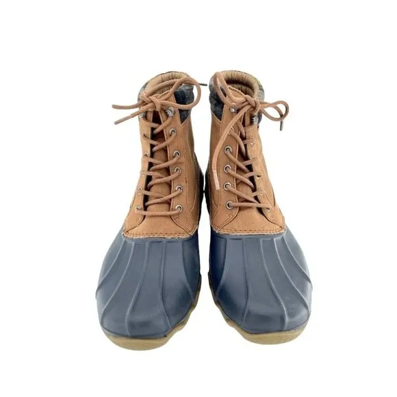 Sperry Brewster Plaid Collar Waterproof Men's Ankle Rubber Boots SZ 12 New