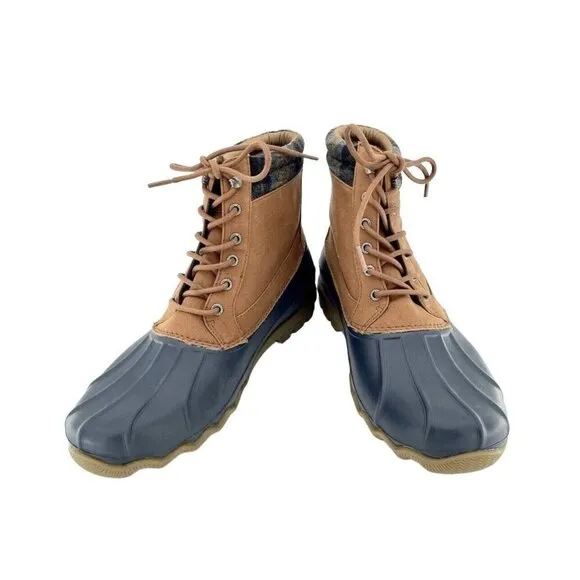 Sperry Brewster Plaid Collar Waterproof Men's Ankle Rubber Boots SZ 12 New