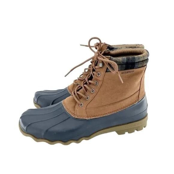 Sperry Brewster Plaid Collar Waterproof Men's Ankle Rubber Boots SZ 12 New