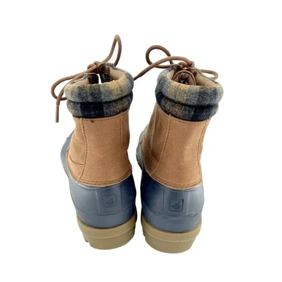 Sperry Brewster Plaid Collar Waterproof Men's Ankle Rubber Boots SZ 12 New