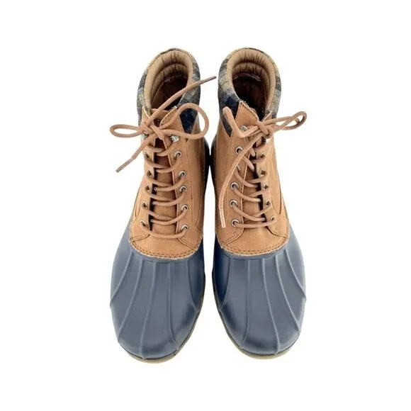 Sperry Brewster Plaid Collar Waterproof Men's Ankle Rubber Boots SZ 12 New