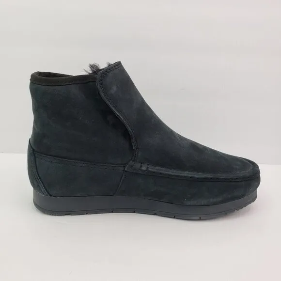 Sperry Moc Sider Chelsea Mens Size 9.5 Black Leather Sheep Inside Casual Shoes