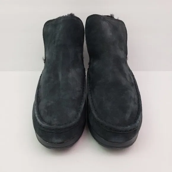 Sperry Moc Sider Chelsea Mens Size 9.5 Black Leather Sheep Inside Casual Shoes