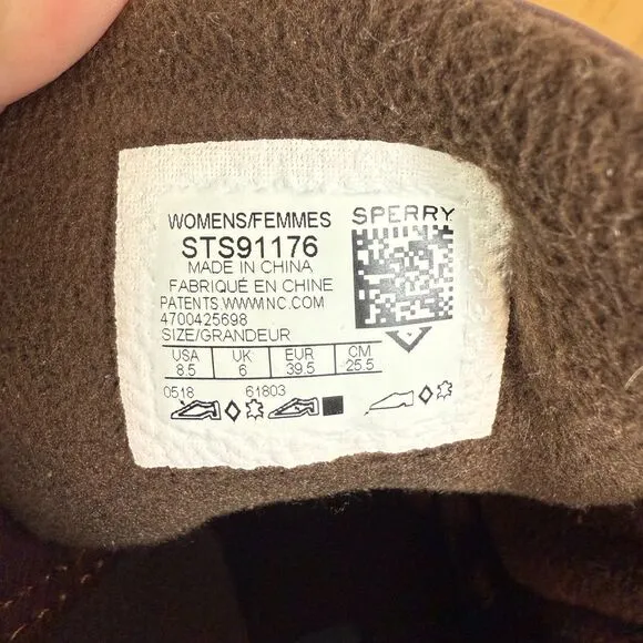 Sperry Saltwater Duck Boots Brown Leather Waterproof Women's Size 8.5