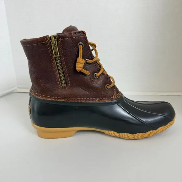 Sperry Saltwater Duck Boots Brown Leather Waterproof Women's Size 8.5