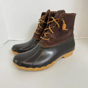 Sperry Saltwater Duck Boots Brown Leather Waterproof Women's Size 8.5