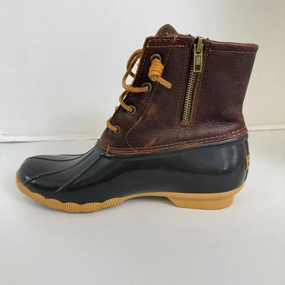 Sperry Saltwater Duck Boots Brown Leather Waterproof Women's Size 8.5