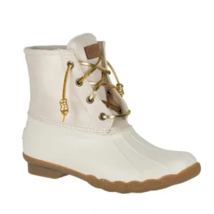 Sperry Saltwater Sparkle Waterproof Duck Boots in Bone, Size 10, Worn Once!