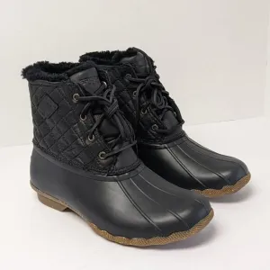 Sperry Saltwater Winter Lux Duck Boots, Black Quilt, Women's 9 M