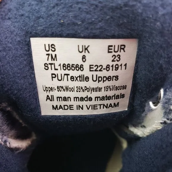 Sperry Top Sider Saltwater Toddler Size 7 Blue Plaid Wool Waterproof Duck Boots