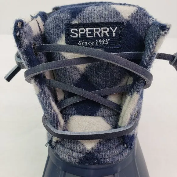 Sperry Top Sider Saltwater Toddler Size 7 Blue Plaid Wool Waterproof Duck Boots