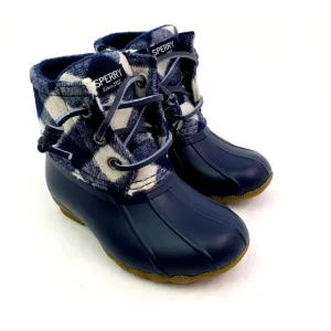 Sperry Top Sider Saltwater Toddler Size 7 Blue Plaid Wool Waterproof Duck Boots