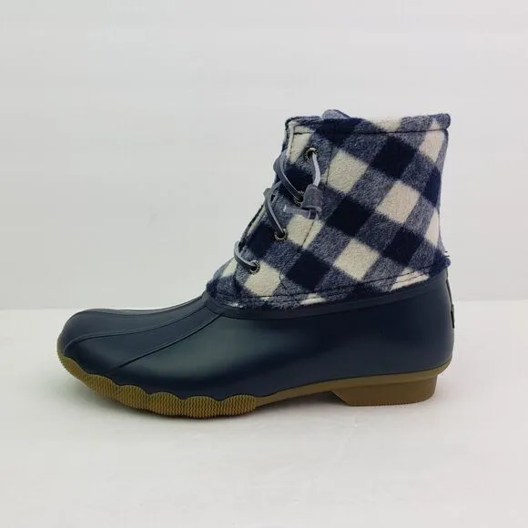 Sperry Top Sider Saltwater Youth Size 6Y Blue Plaid Wool Waterproof Duck Boots
