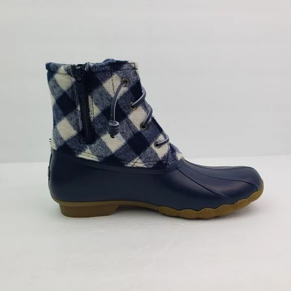 Sperry Top Sider Saltwater Youth Size 6Y Blue Plaid Wool Waterproof Duck Boots