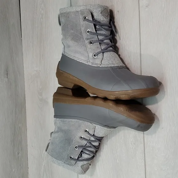 Sperry Womens Top Sider Wool Saltwater Rubber Waterproof Boots shoes sz 6.5M
