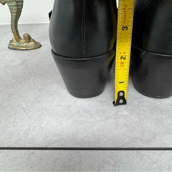 Splendid Pointed Leather Buckle Monk Strap Booties Black Block Heel Shoes 8.5