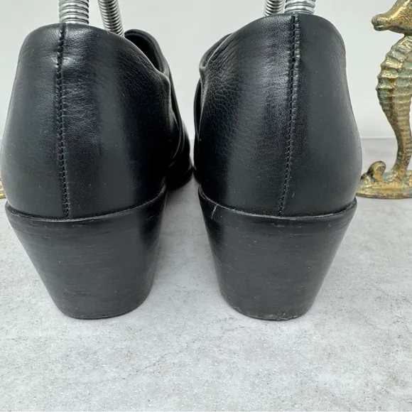 Splendid Pointed Leather Buckle Monk Strap Booties Black Block Heel Shoes 8.5