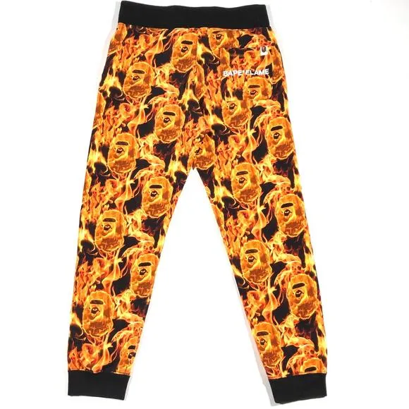 SS20 BAPE Flame Camo Slim Fit Sweatpants Joggers Orange size Medium M B32