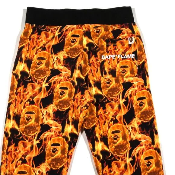 SS20 BAPE Flame Camo Slim Fit Sweatpants Joggers Orange size Medium M B32
