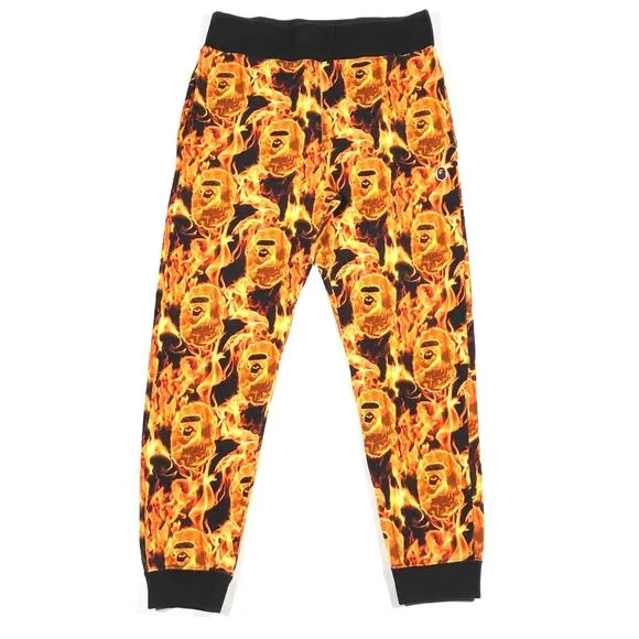 SS20 BAPE Flame Camo Slim Fit Sweatpants Joggers Orange size Medium M B32