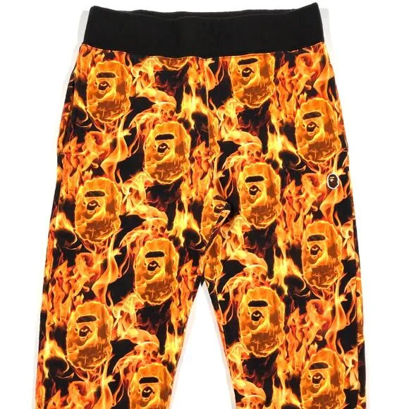 SS20 BAPE Flame Camo Slim Fit Sweatpants Joggers Orange size Medium M B32