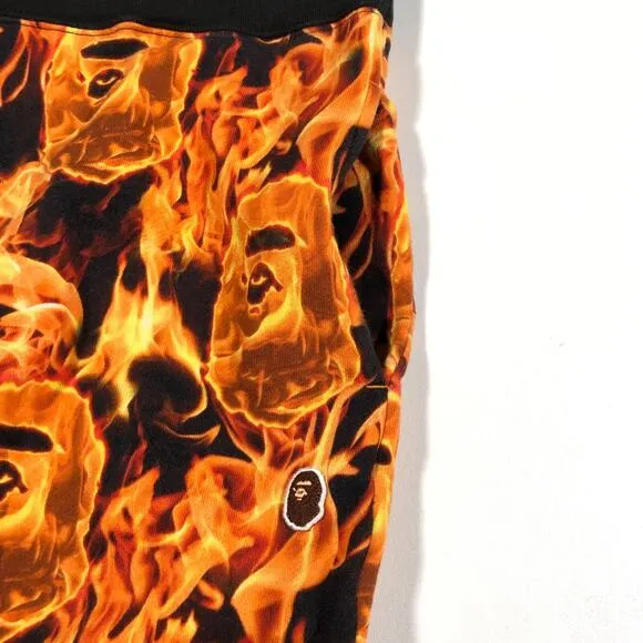 SS20 BAPE Flame Camo Slim Fit Sweatpants Joggers Orange size Medium M B32