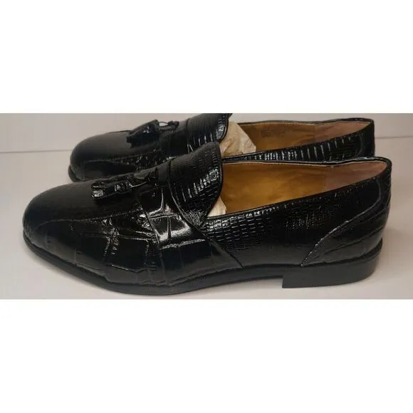 Stacy Adams Men's Black Genuine SnakeSkin Tassel Dress Loafers Shoes Sz 12W #501