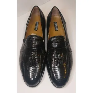 Stacy Adams Men's Black Genuine SnakeSkin Tassel Dress Loafers Shoes Sz 12W #501