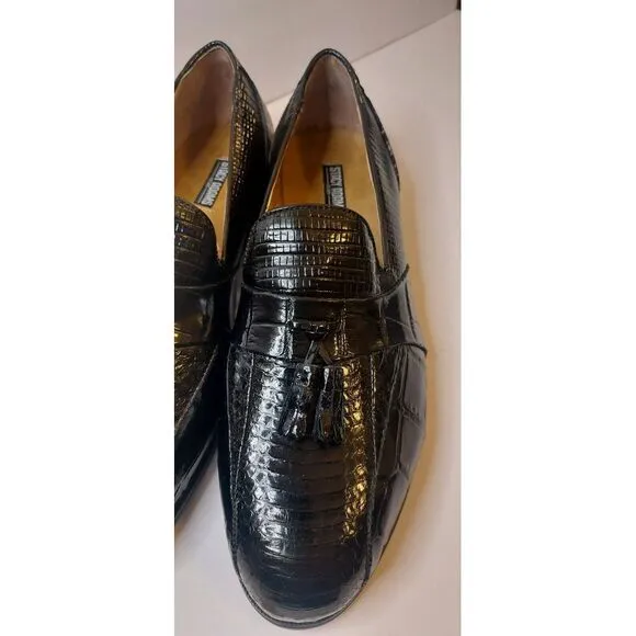 Stacy Adams Men's Black Genuine SnakeSkin Tassel Dress Loafers Shoes Sz 12W #501