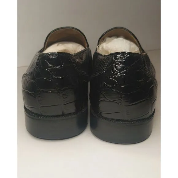 Stacy Adams Men's Black Genuine SnakeSkin Tassel Dress Loafers Shoes Sz 12W #501