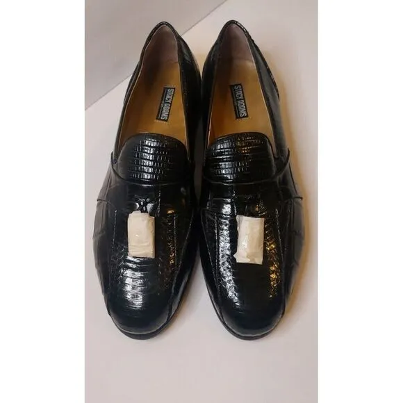 Stacy Adams Men's Black Genuine SnakeSkin Tassel Dress Loafers Shoes Sz 12W #501