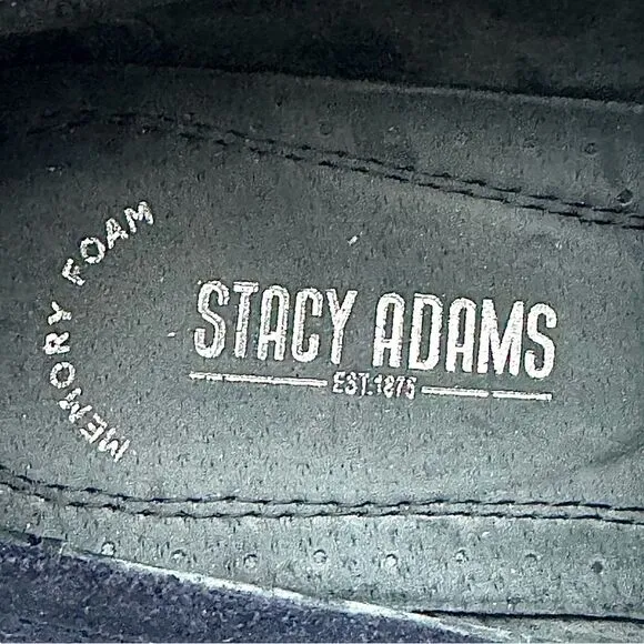 Stacy Adams Mens Newcomb Moc Toe Bit Loafer Blue Suede 7.5 M Pre-Owned