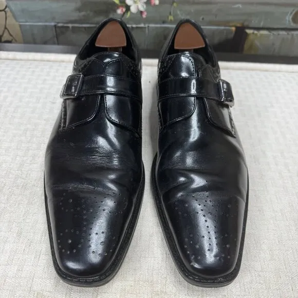 Stacy Adams Mens Size 11.5M Black Kinsley Single Monk Strap Oxford Dress Shoes