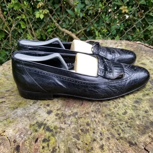Stanley Blacker Black Leather Tassel Loafers